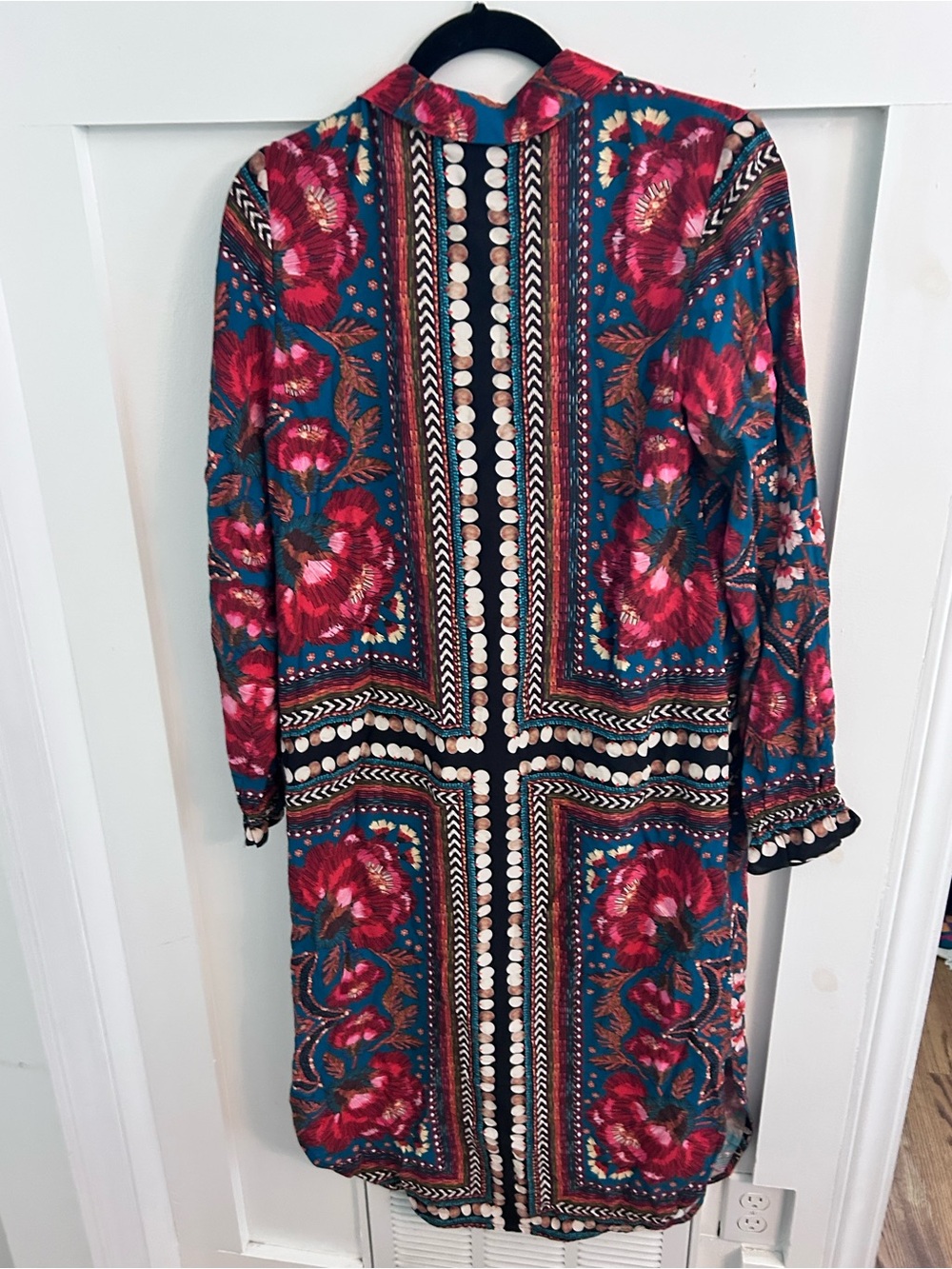 FARM Rio for Anthropologie Floral Button Front Shirt Dress Size Small - Picture 7 of 8